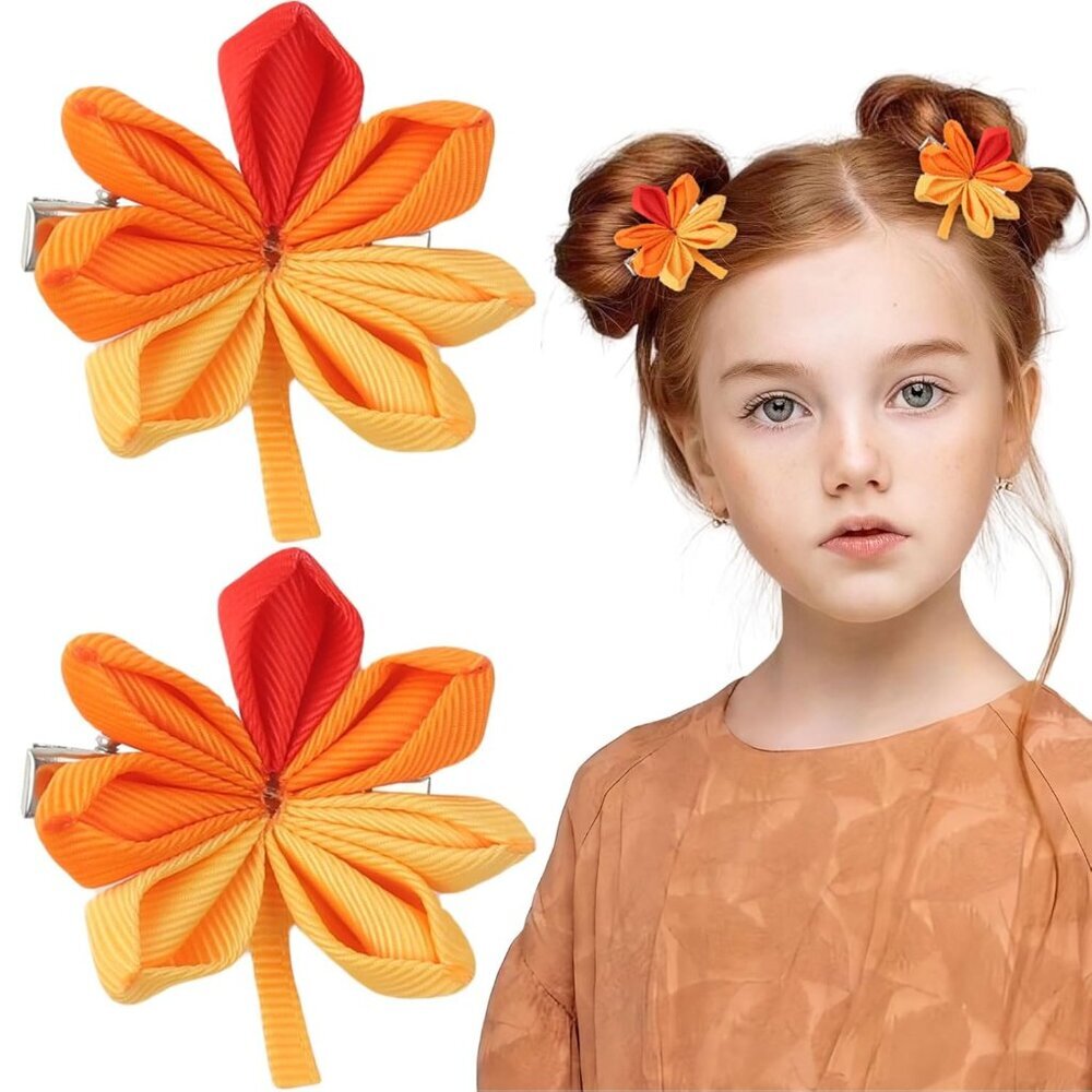 Fall Hair Clips for Girls Women, Fall Thanksgiving Nail Accessories, 2pcs Cute M